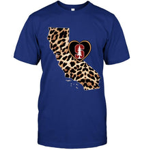 Load image into Gallery viewer, Stanford Cardinal Leopard State Map love shirt