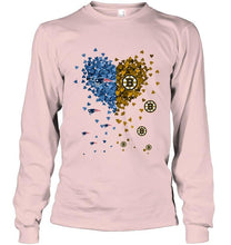 Load image into Gallery viewer, New England Patriots and Boston Bruins tiny hearts shaped fan shirt