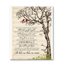 Load image into Gallery viewer, George Strait I Cross My Heart lyric tree bird canvas