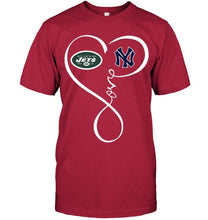 Load image into Gallery viewer, New York Jets New York Yankees love heart shirt