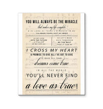Load image into Gallery viewer, George Strait I Cross My Heart you'll never find a love as true as mine canvas