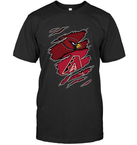 Arizona Cardinals and Arizona Diamondbacks layer under ripped shirt