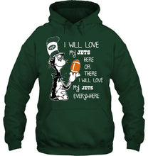 Load image into Gallery viewer, I will love my New York Jets here or there love everywhere the cat fan simpson shirt