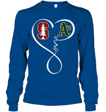 Load image into Gallery viewer, Stanford Cardinal Oakland Athletics love heart shirt