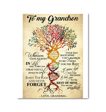 Load image into Gallery viewer, Grandma to grandson Wherever your journey You are my sunshine DNA tree canvas