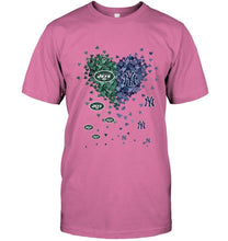 Load image into Gallery viewer, New York Jets and New York Yankees tiny hearts shaped fan shirt
