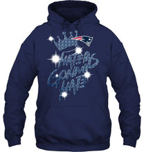 Load image into Gallery viewer, New England Patriots crown haters gonna hate glitter pattern t shirt