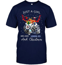 Load image into Gallery viewer, Just a girl who love Winnipeg Jets and christmas fan shirt
