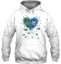 Load image into Gallery viewer, New York Jets and New York Islanders tiny hearts shaped fan shirt