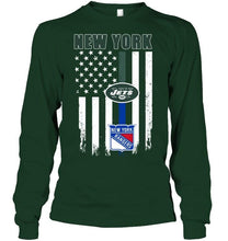 Load image into Gallery viewer, New York New York Jets New York Rangers american flag shirt