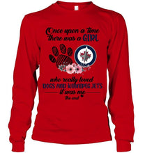 Load image into Gallery viewer, Once upon a time there was a girl loved dog and Winnipeg Jets shirt