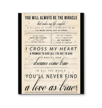 Load image into Gallery viewer, George Strait I Cross My Heart Lyric You'll never find a love as mine lyric canvas