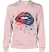 Load image into Gallery viewer, New England Patriots and Boston Red Sox glitter pattern sexy lips t shirt