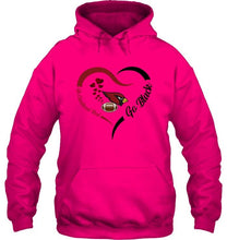 Load image into Gallery viewer, Go Cardinal red Go black Arizona Cardinals fan heart shirt