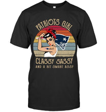 Load image into Gallery viewer, New England Patriots girl classy sasy and a bit smart asy retro shirt
