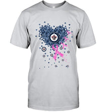 Load image into Gallery viewer, Winnipeg Jets tiny heart love shaped br east cancer shirt