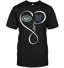 Load image into Gallery viewer, New York Jets New York Yankees love heart shirt