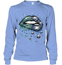 Load image into Gallery viewer, New York Jets and Buffalo Sabres glitter pattern sexy lips t shirt
