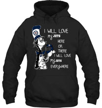 Load image into Gallery viewer, I will love my Winnipeg Jets here or there love everywhere the cat fan simpson shirt