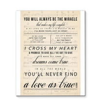 Load image into Gallery viewer, George Strait I Cross My Heart you'll never find a love as true as mine canvas