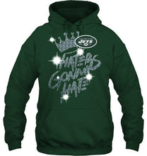 Load image into Gallery viewer, New York Jets crown haters gonna hate glitter pattern t shirt
