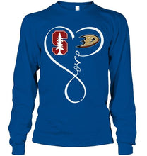 Load image into Gallery viewer, Stanford Cardinal Anaheim Ducks love heart shirt