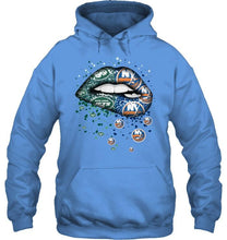 Load image into Gallery viewer, New York Jets and New York Islanders glitter pattern sexy lips t shirt