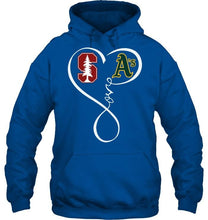 Load image into Gallery viewer, Stanford Cardinal Oakland Athletics love heart shirt
