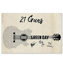 Load image into Gallery viewer, 21 guns Green day lyric guitar typography signed poster