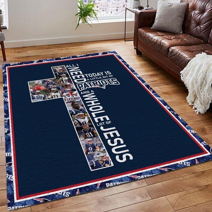 all i need today is a little bit of new england patriots and a whole lot of jesus rug