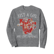 Load image into Gallery viewer, Kansas City Chiefs Just a girl who loves Mahomes shirt by Moteefes store Unisex Sweatshirt