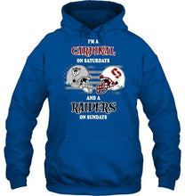 Load image into Gallery viewer, I'm Stanford Cardinal on Saturdays and Oakland Raiders on Sundays shirt
