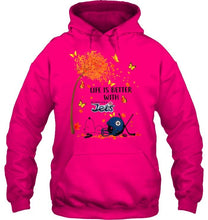 Load image into Gallery viewer, Life is better with Winnipeg Jets snoopy sleeping under autumn tree hoodie