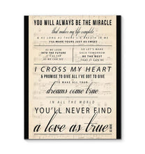 Load image into Gallery viewer, George Strait I Cross My Heart Lyric You'll never find a love as mine lyric canvas