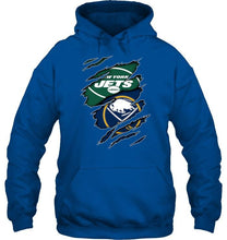 Load image into Gallery viewer, New York Jets and Buffalo Sabres layer under ripped shirt