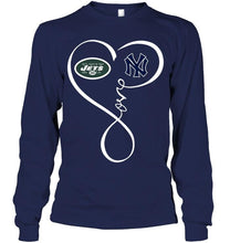 Load image into Gallery viewer, New York Jets New York Yankees love heart shirt