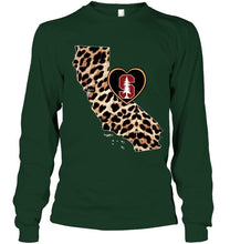 Load image into Gallery viewer, Stanford Cardinal Leopard State Map love shirt