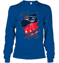 Load image into Gallery viewer, New England Patriots and Boston Red Sox layer under ripped shirt