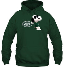 Load image into Gallery viewer, New York Jets snoopy sun glasses proud fan hoodie