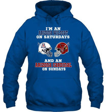 Load image into Gallery viewer, I'm Arizona Wildcat on saturdays and Arizona Cardinal on sundays shirt