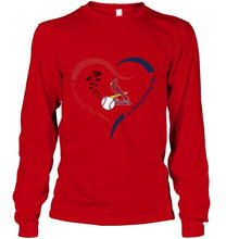 Load image into Gallery viewer, Go Cardinal red Go midnight navy blue St Louis Cardinals fan heart shirt