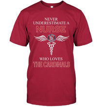 Load image into Gallery viewer, Never underestimate a nurse who loves the Cardinals St Louis Cardinals fan shirt