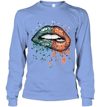 Load image into Gallery viewer, New York Jets and New York Mets glitter pattern sexy lips t shirt