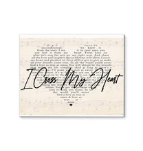 Load image into Gallery viewer, George Strait I cross my heart lyric heart typography canvas