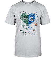 Load image into Gallery viewer, New York Jets and New York Islanders tiny hearts shaped fan shirt