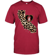 Load image into Gallery viewer, Stanford Cardinal Leopard State Map love shirt