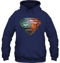 Load image into Gallery viewer, New York Jets and New York Mets superman american flag layer shirt