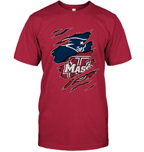 Load image into Gallery viewer, New England Patriots and UMass Minutemens layer under ripped shirt