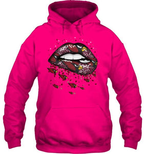 Arizona Cardinals heart glitter pattern lips shirt