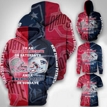 Load image into Gallery viewer, im ohio state buckeyes on saturdays a new england patriots on sundays 3d printed hoodie